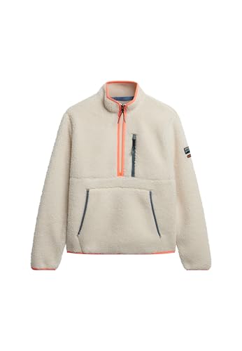 Superdry Damen Outdoor Fleecejacke mit halbem Reißverschluss Ecru 44 von Superdry
