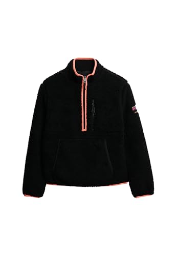 Superdry Damen Outdoor Fleecejacke mit halbem Reißverschluss Kontrastierendes Schwarz 34 von Superdry