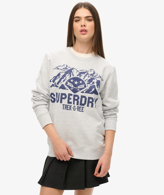 Superdry Damen Outdoor OverGröße-sweatshirt mit Rundhalsausschnitt und Grafik Grau - Größe: L von Superdry