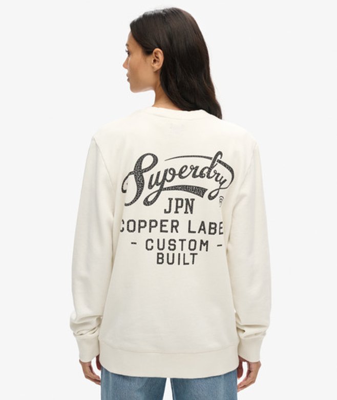 Superdry Damen OverGröße Copper Label Sweatshirt mit Rundhalsausschnitt Creme - Größe: XL von Superdry