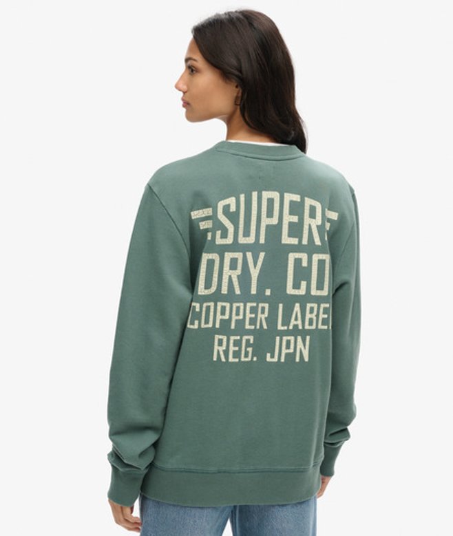 Superdry Damen OverGröße Copper Label Sweatshirt mit Rundhalsausschnitt Grün - Größe: Xxl von Superdry