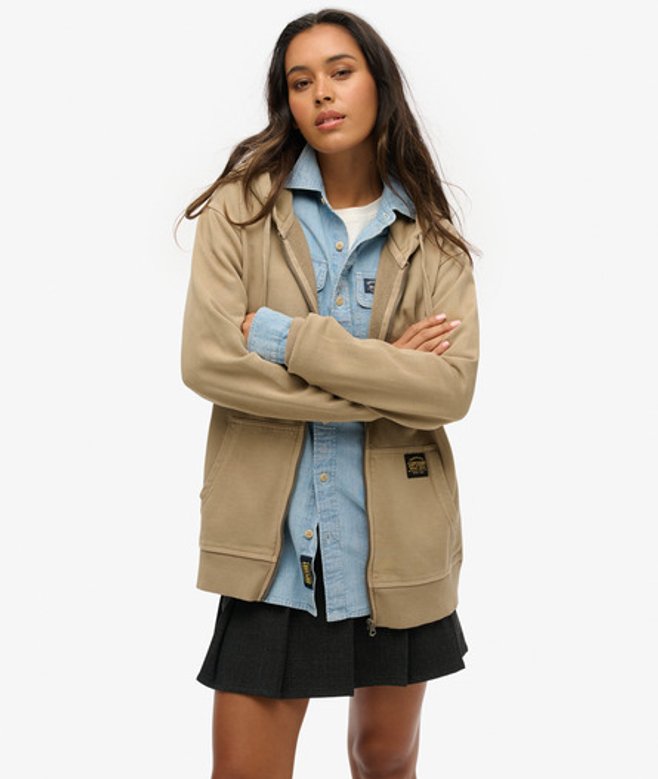 Superdry Damen OverGröße Kapuzenjacke mit Kontrastnaht Braun - Größe: Xxl von Superdry
