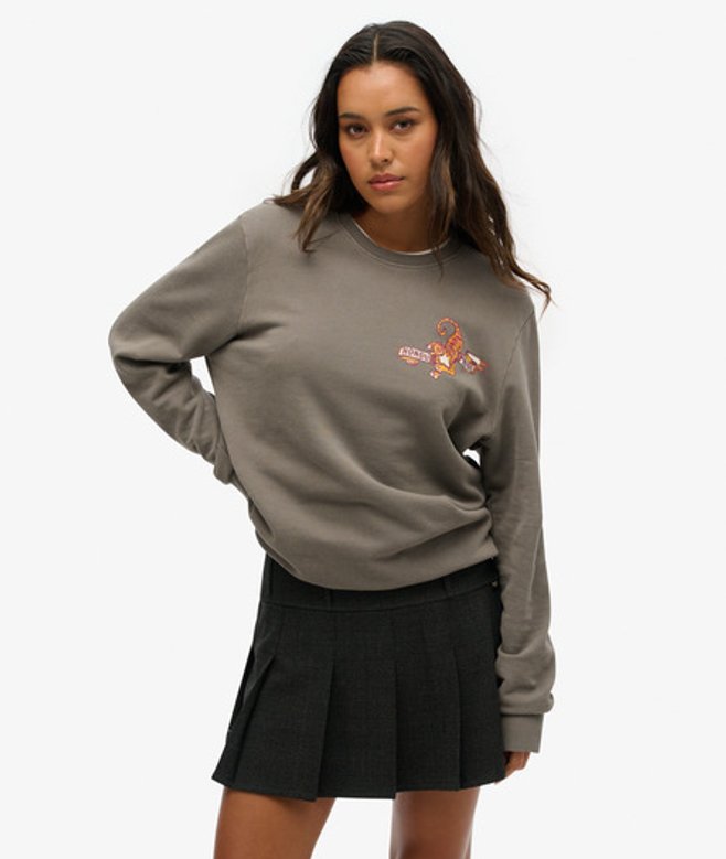 Superdry Damen OverGröße-sweatshirt mit Tattoo-grafik Dunkelgrau - Größe: L von Superdry