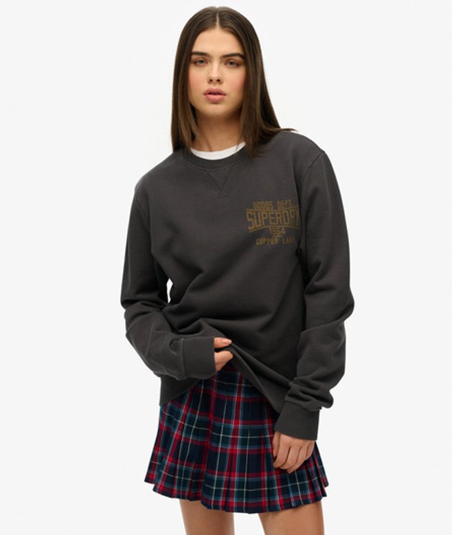 Superdry Women's OverGrößed Copper Label Workwear Rundhals-sweatshirt Schwarz - Größe: L von Superdry