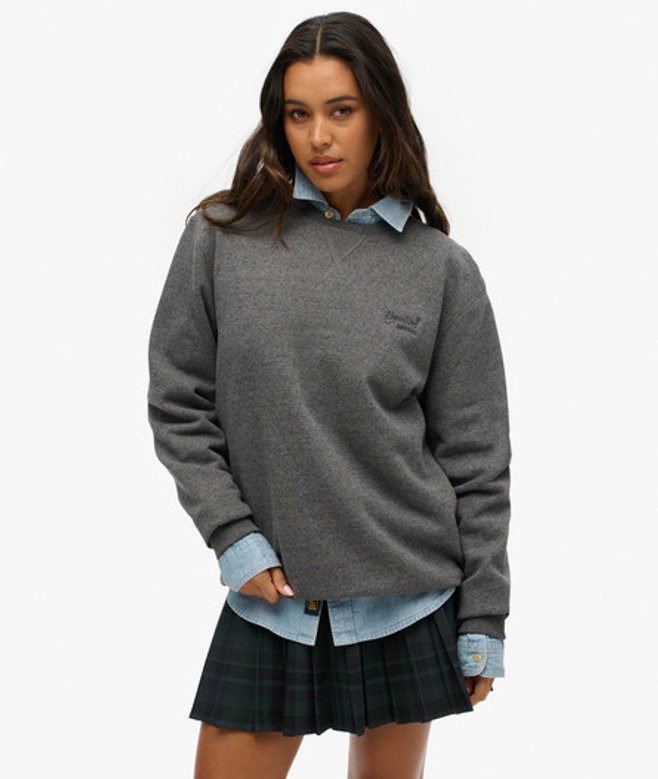 Superdry Damen OverGrößed Essential Logo Sweatshirt mit Rundhalsausschnitt Grau - Größe: L von Superdry