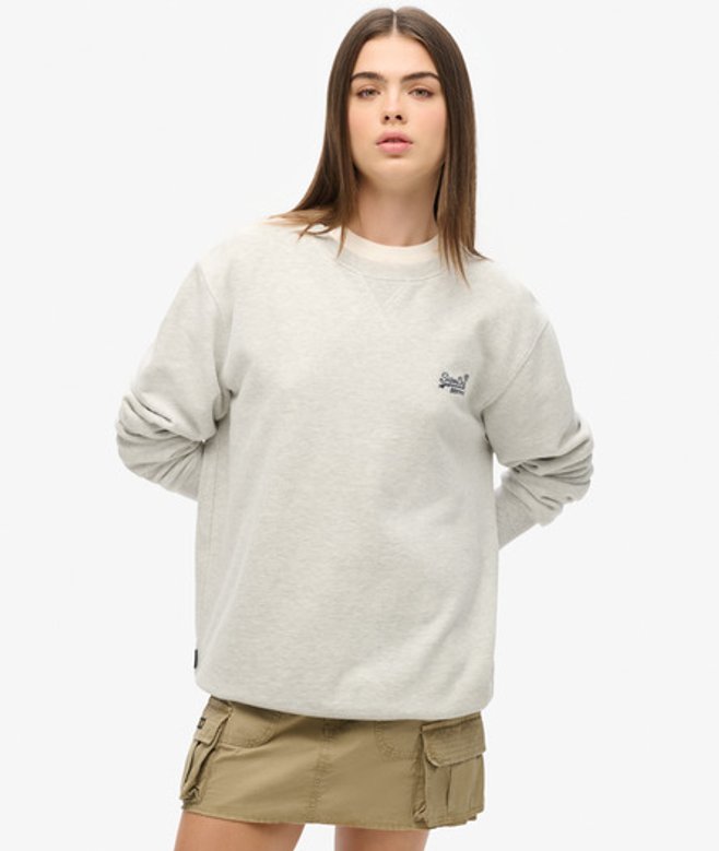 Superdry Damen OverGrößed Essential Logo Sweatshirt mit Rundhalsausschnitt Hellgrau - Größe: L von Superdry