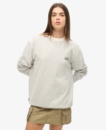 Superdry Damen OverGrößed Essential Logo Sweatshirt mit Rundhalsausschnitt Hellgrau - Größe: XL von Superdry