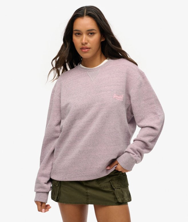 Superdry Damen OverGrößed Rundhals-sweatshirt mit Melierter Überfärbung Pink - Größe: XL von Superdry