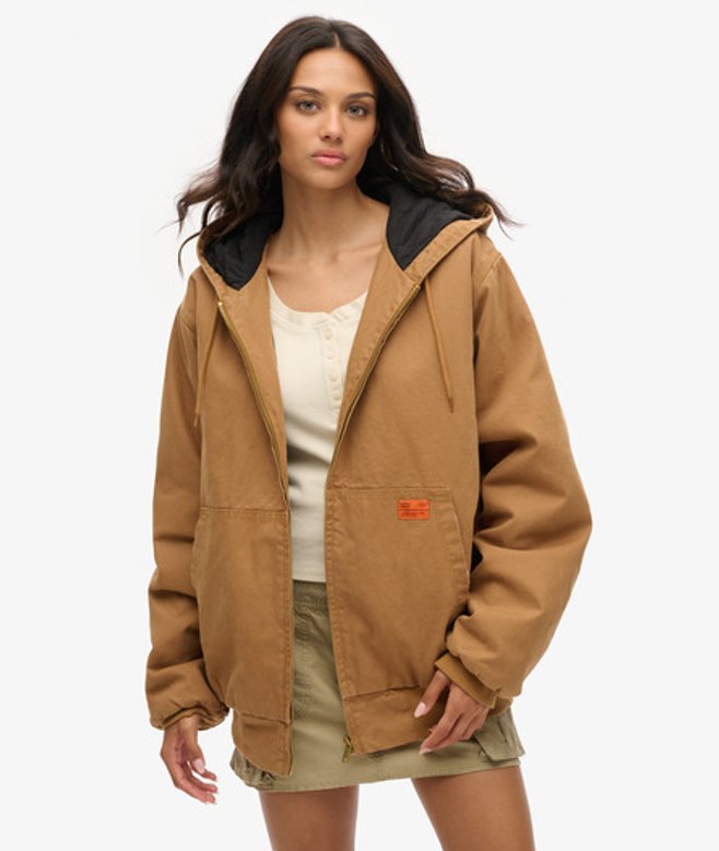 Superdry Damen OverGrößed Surplus Bomberjacke mit Kapuze Braun - Größe: L von Superdry