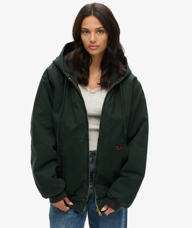 Superdry Damen OverGrößed Surplus Bomberjacke mit Kapuze Grün - Größe: Xxl von Superdry