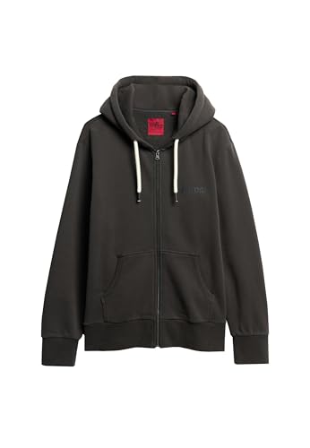 Superdry Damen Oversize-Hoodie mit Reißverschluss und Tattoo-Grafik Verwaschenes Schwarz L von Superdry