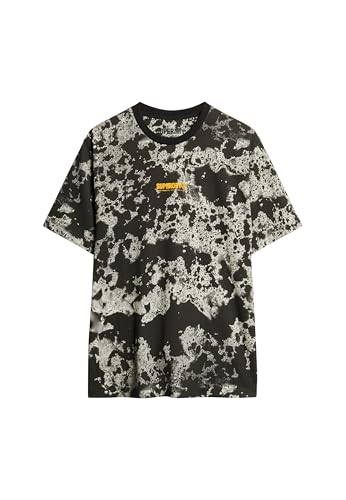 Superdry Damen Oversize-Utility-T-Shirt mit Tarnmuster Strukturierter Print Schwarz L von Superdry
