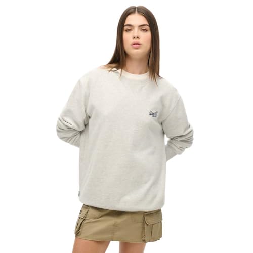 Superdry Damen Oversized Essential Logo Sweatshirt mit Rundhalsausschnitt Gletschergrau Meliert XXL von Superdry