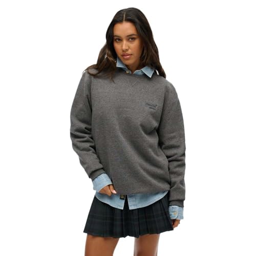 Superdry Damen Oversized Essential Logo Sweatshirt mit Rundhalsausschnitt Karbongrau Meliert XL von Superdry