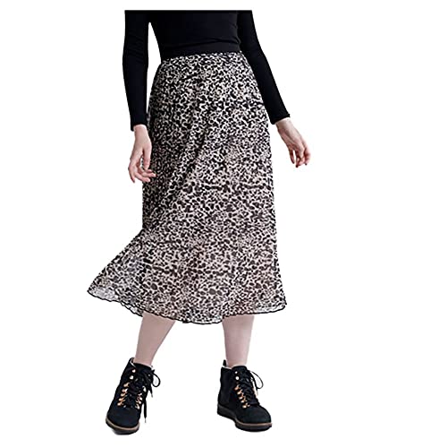 Superdry Damen Pleated MIDI Skirt Rock, Schwarz (Alaska Leopard Print O6V), M (Herstellergröße:12) von Superdry