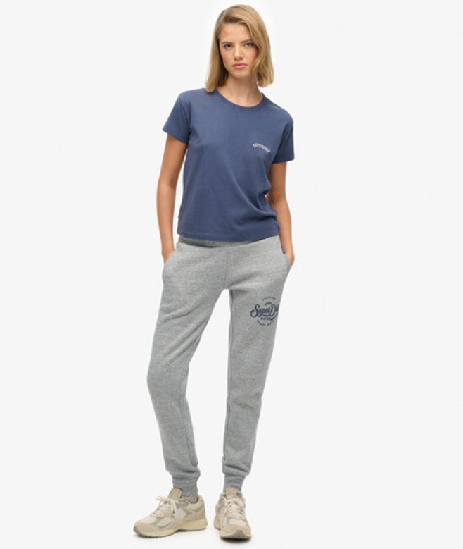 Superdry Damen Premium Script Entry Jogginghose Grey - Größe: 38 von Superdry