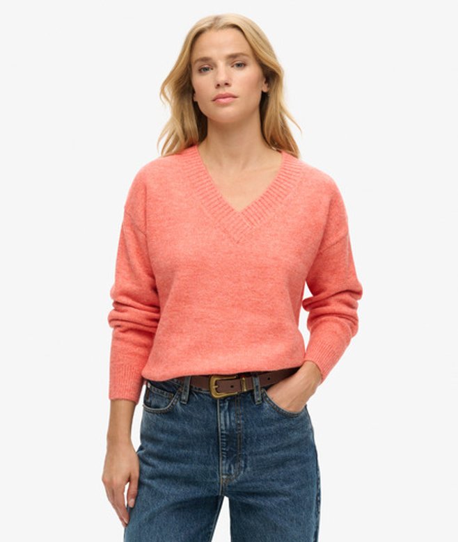 Superdry Damen Pullover mit V-ausschnitt in Übergröße Orange - Größe: 44 Superdry Damen Pullover mit V-ausschnitt in Übergröße Orange - Größe: 44 von Superdry