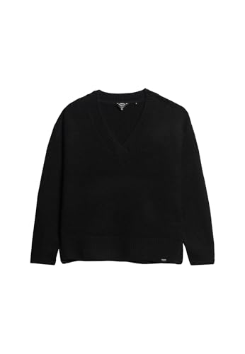 Superdry Damen Pullover mit V-Ausschnitt in Übergröße Schwarz 34 von Superdry