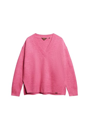 Superdry Damen Pullover mit V-Ausschnitt in Übergröße Vibe-Pink Meliert 40 von Superdry