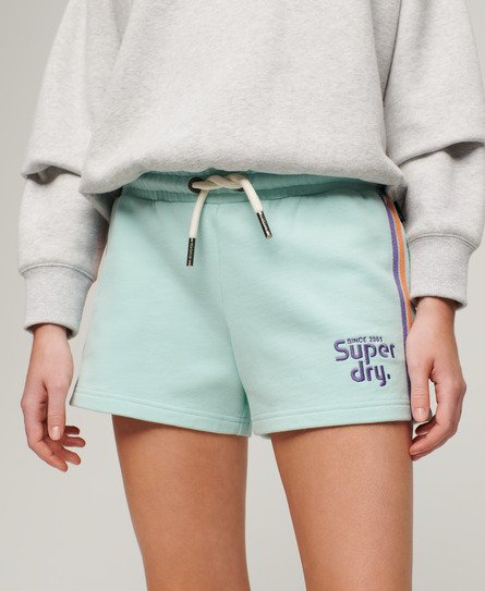 Superdry Damen Rainbow Shorts mit Logo und Seitenstreifen Grün - Größe: 36 von Superdry