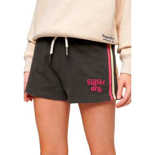 Superdry Damen Rainbow Shorts mit Logo und Seitenstreifen Verwaschenes Schwarz 44 von Superdry