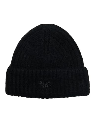 Superdry Damen Rib Knit Beanie Hat Baseballkappe, schwarz, One Size von Superdry