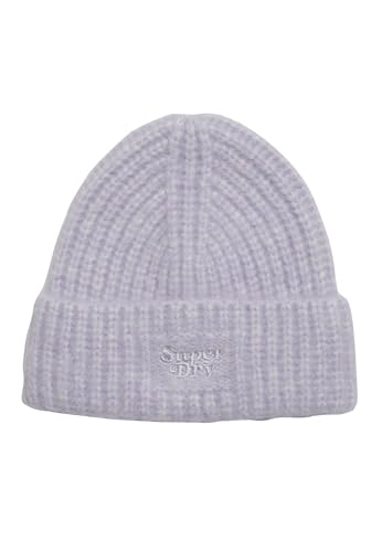 Superdry Damen Rib Knit Beanie Hat Baskenmütze, Lila meliert, One Size von Superdry