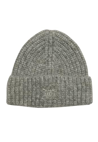 Superdry Damen Rib Knit Beanie Hat Mütze, Grau (Grey Marl), One Size von Superdry