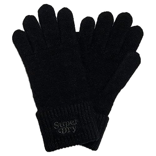 Superdry Damen Rib Strickhandschuh Handschuhe, schwarz, One Size von Superdry