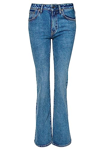 Superdry Damen Röhrenjeans aus Bio-Baumwolle mit mittelhohem Bund Dunkel Indigobblau In Used-Optik 32/30 von Superdry