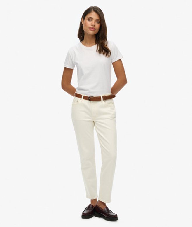 Superdry Women's Röhrenjeans aus Bio-baumwolle mit Mittelhohem Bund Weiß - Größe: 28/30 von Superdry