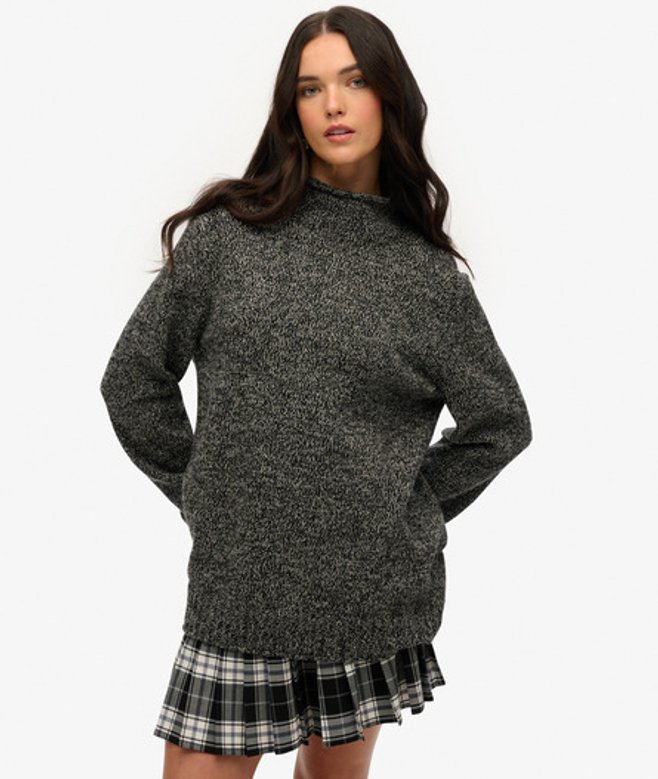 Superdry Women's Rollkragenpullover im 90er-Jahre-Stil Dunkelgrau - Größe: XL von Superdry