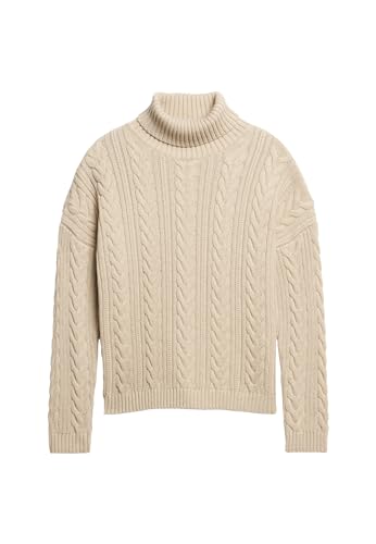 Superdry Damen Rollkragenpullover mit Zopfmuster und überschnittenen Schultern Mittelkaramell Twist 42 von Superdry