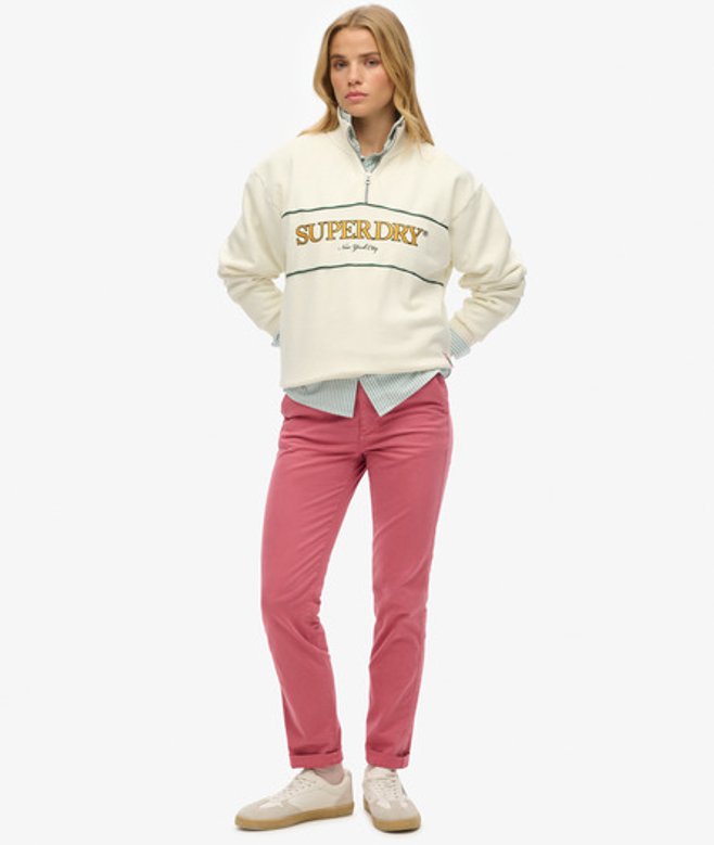 Superdry Damen Rosa Chinohose mit Mittlerer Leibhöhe, Größe: 26/30 von Superdry