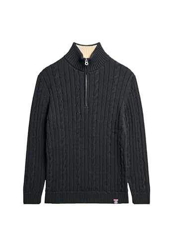 Superdry Damen Rugby-Strickpullover mit halblangem Reißverschluss Zopfmuster Marineblau 36 von Superdry