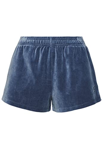 Superdry Damen S Logo Samt-Shorts Kieselstein Blaugrau 38 von Superdry