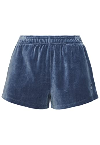 Superdry Damen S Logo Samt-Shorts Kieselstein Blaugrau 44 von Superdry