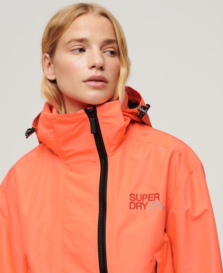 Superdry Damen SD Windbreaker Jacke mit Kapuze und Stickerei Koralle - Größe: 34 von Superdry