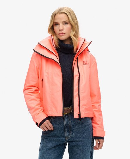 Superdry Damen SD Windbreaker Jacke mit Kapuze und Stickerei Koralle - Größe: 44 von Superdry