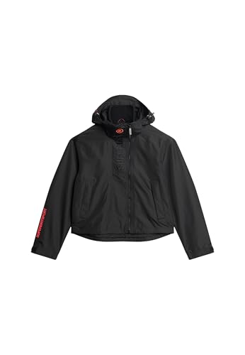 Superdry Damen SD Windbreaker Jacke mit Kapuze und Stickerei Schwarz 44 von Superdry