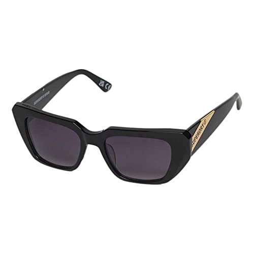 Superdry Damen SDR Eckige Sonnenbrille im 90er-Jahre-Stil Schwarz/Rauchgrau Farbverlauf 1SIZE von Superdry