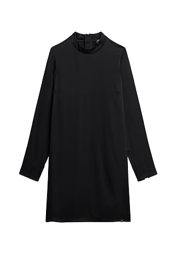 Superdry Damen Satin-Minikleid mit Stehkragen Schwarz 40 von Superdry