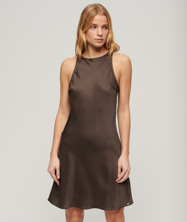 Superdry Damen Satin Racer Minikleid Braun - Größe: 34 von Superdry