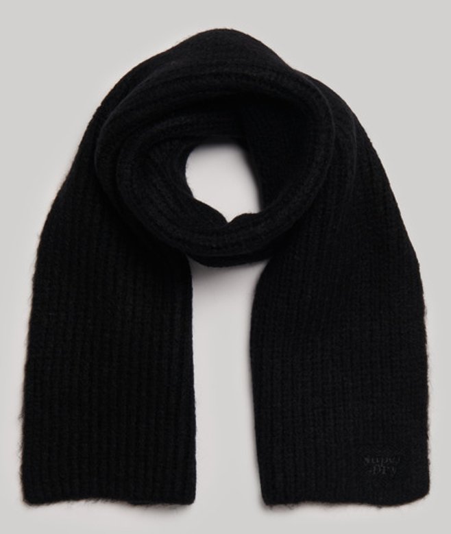 Superdry Damen Schal mit Rippmuster Schwarz - Größe: One Größe von Superdry