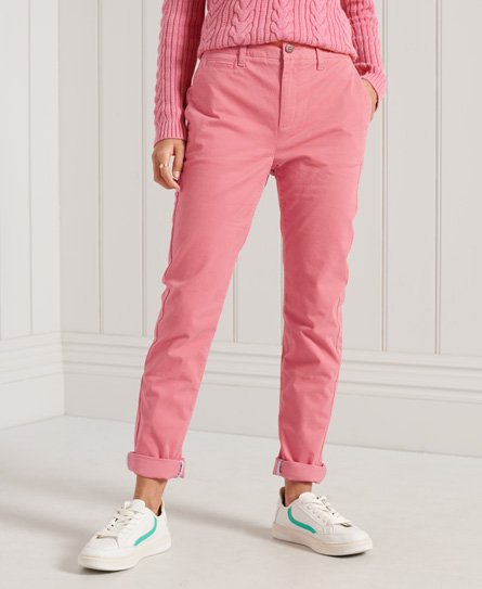 Superdry Damen Schmal Geschnittene Chinohose Pink - Größe: 26/30 von Superdry