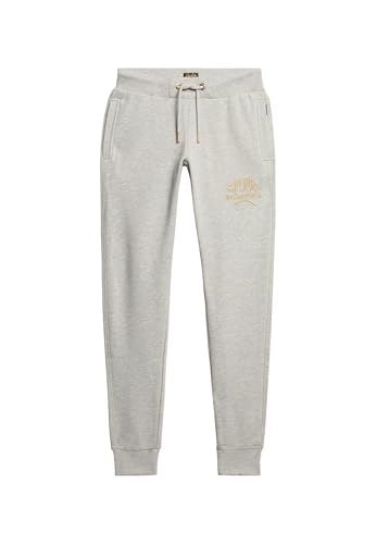 Superdry Damen Schmal geschnittene Luxe Jogginghosen mit Logo in Metallic-Optik Bimsstein Beige Meliert 38 von Superdry