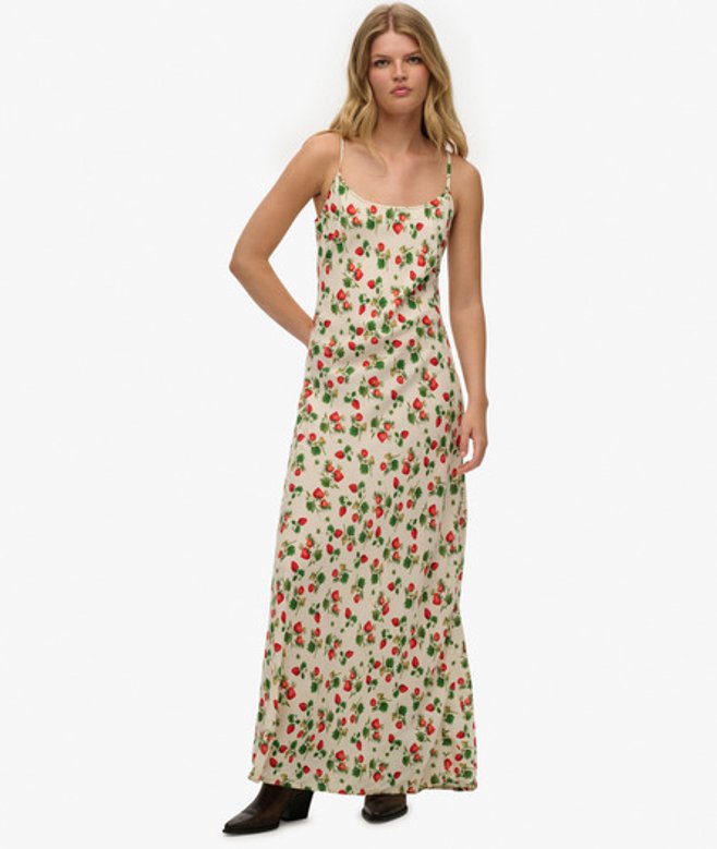 Superdry Damen Schräg Geschnittenes Maxi-trägerkleid Red - Größe: 42 Superdry Damen Schräg Geschnittenes Maxi-trägerkleid Red - Größe: 42 von Superdry
