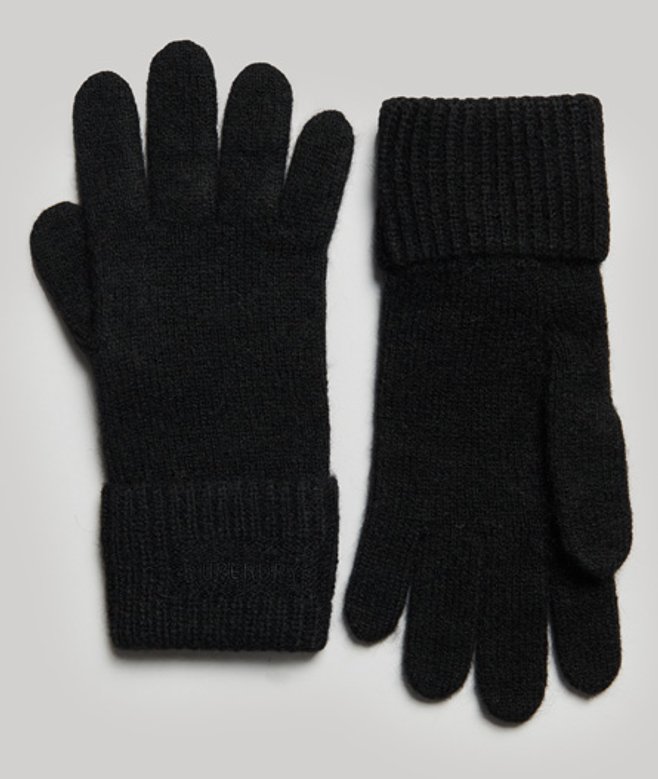 Superdry Damen Schwarz Gerippte Essential Handschuhe von Superdry