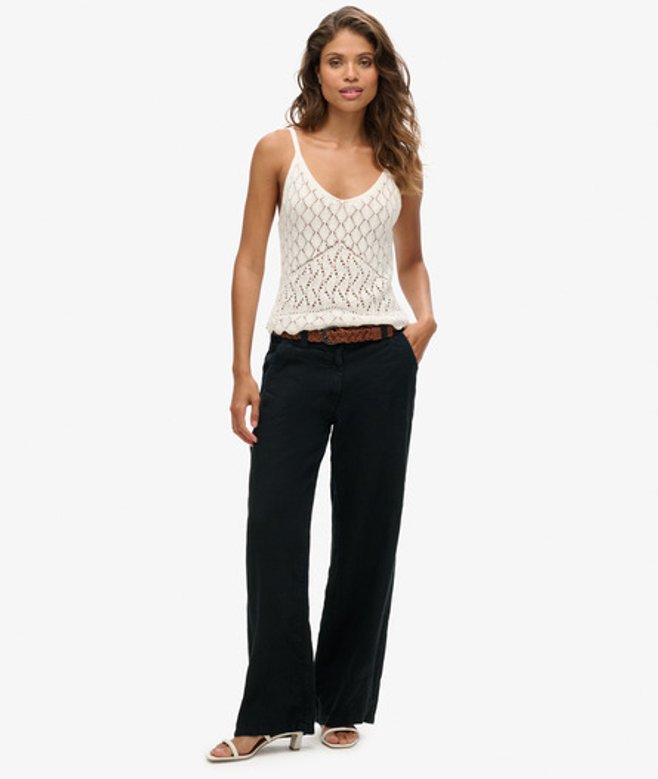 Superdry Damen Schwarz Leinenhose mit Niedriger Leibhöhe, Größe: 36 Superdry Damen Schwarz Leinenhose mit Niedriger Leibhöhe, Größe: 36 von Superdry