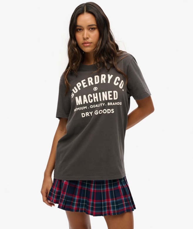 Superdry Damen Schwarz und Weiß Machined Goods Oversized Workwear T-Shirt, Größe: XXL von Superdry